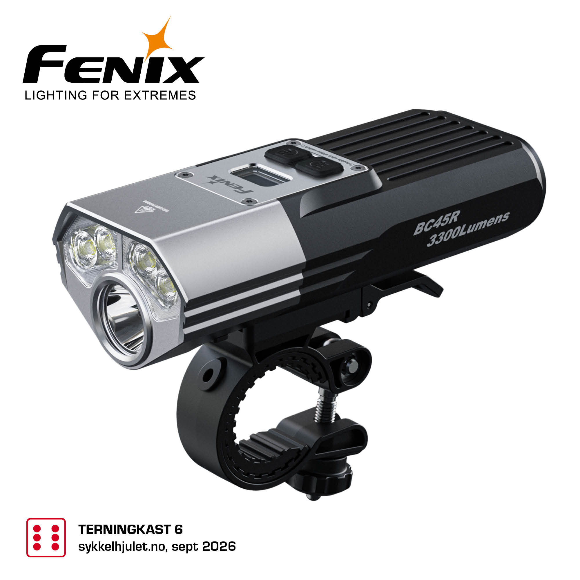 FENIX BC45R LED SYKKELLYKT M.FJERNKONTROLL OG DISPLAY 3300LM